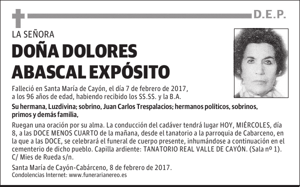 DOÑA DOLORES ABASCAL EXPOSITO
