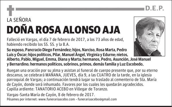 Dña. Rosa Alonso Aja