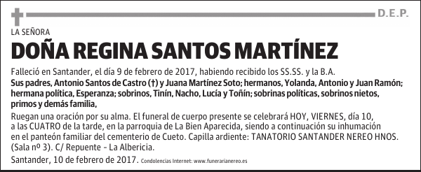 DOÑA REGINA SANTOS MARTINEZ