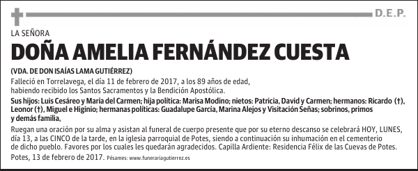 Dña. AMELIA FERNÁNDEZ CUESTA