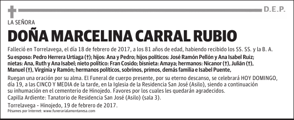 DOÑA MARCELINA CARRAL RUBIO