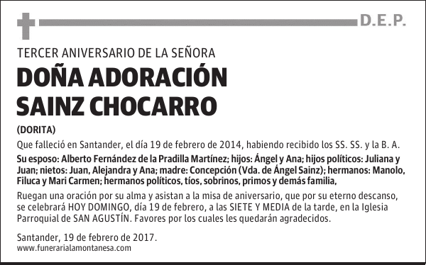 DOÑA ADORACIÓN SAINZ CHOCARRO