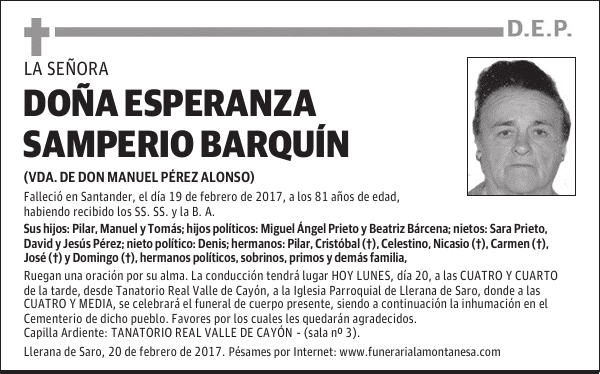 DOÑA ESPERANZA SAMPERIO BARQUÍN