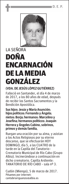 DOÑA ENCARNACIÓN DE LA MEDIA GONZÁLEZ