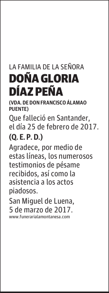 DOÑA GLORIA DÍAZ PEÑA