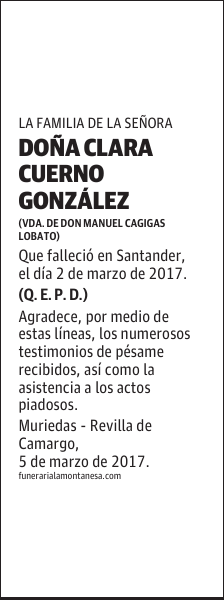 DOÑA CLARA CUERNO GONZÁLEZ