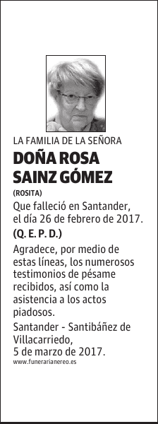 DOÑA ROSA SAINZ GÓMEZ