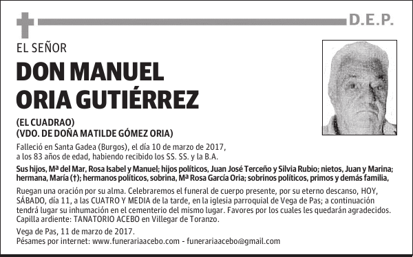 D. Manuel Oria Gutiérrez