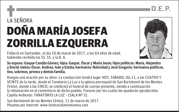 DOÑA MARÍA JOSEFA ZORRILLA EZQUERRA