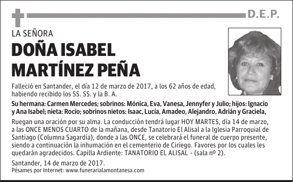 DOÑA ISABEL MARTÍNEZ PEÑA