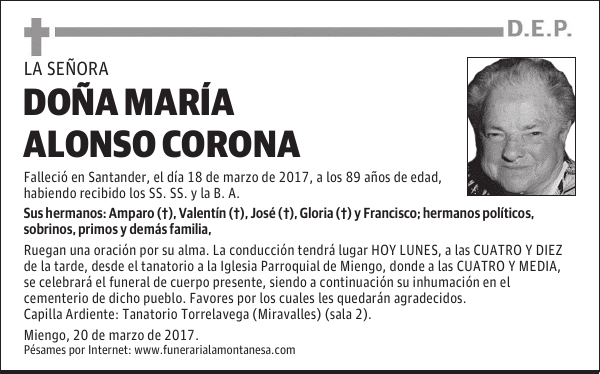 DOÑA MARÍA ALONSO CORONA