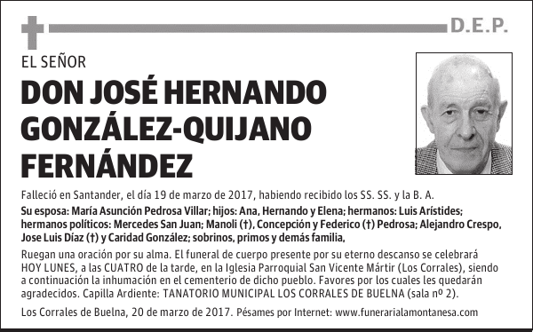 DON JOSÉ HERNANDO GONZÁLEZ-QUIJANO FERNÁNDEZ