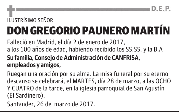 DON GREGORIO PAUNERO MARTÍN