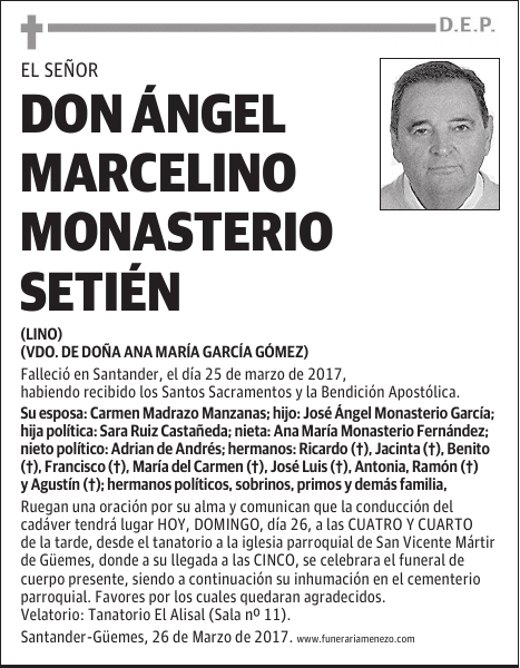 Don Ángel Marcelino Monasterio Setien