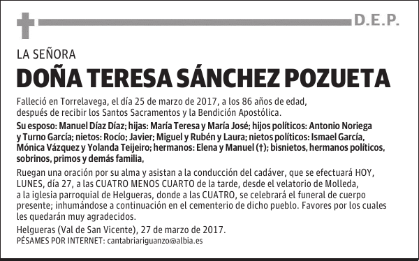 DOÑA TERESA SÁNCHEZ POZUETA