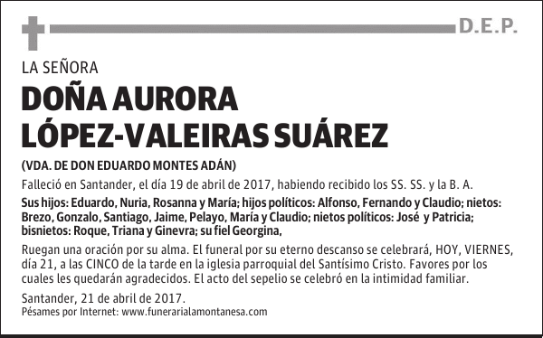 DOÑA AURORA LÓPEZ-VALEIRAS SUÁREZ