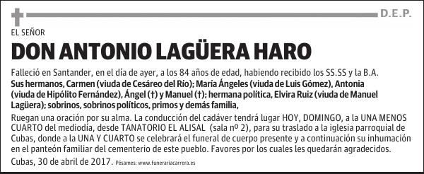 DON ANTONIO LAGÜERA HARO