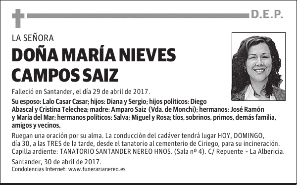 DOÑA MARIA NIEVES CAMPOS SAIZ