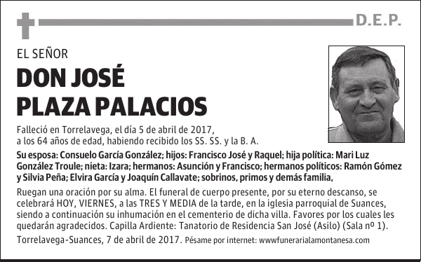 DON JOSÉ PLAZA PALACIOS