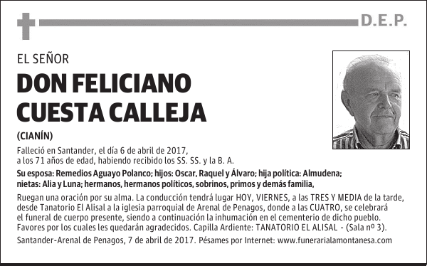 DON FELICIANO CUESTA CALLEJA