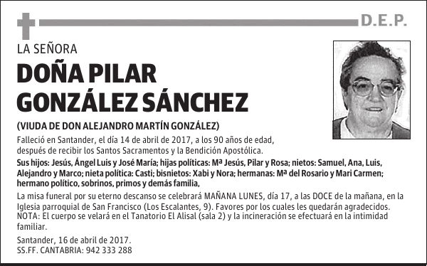DOÑA PILAR GONZÁLEZ SÁNCHEZ
