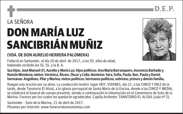 DON MARÍA LUZ SANCIBRIÁN MUÑIZ