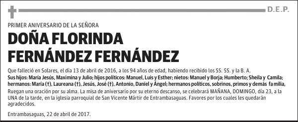 DOÑA FLORINDA FERNÁNDEZ FERNÁNDEZ