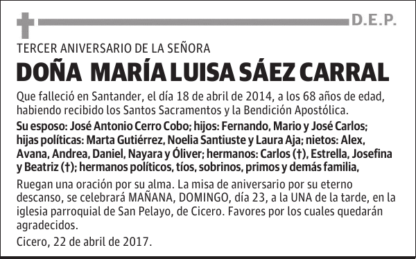 DOÑA MARÍA LUISA SÁEZ CARRAL