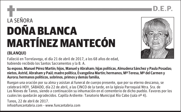 Doña Blanca Martínez Mantecón