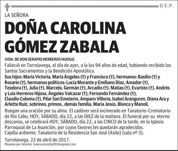 Doña Carolina Gómez Zabala