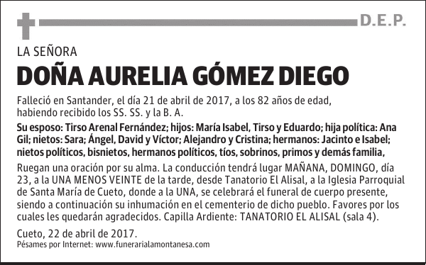 DOÑA AURELIA GÓMEZ DIEGO