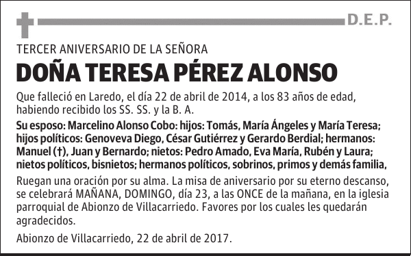 DOÑA TERESA PÉREZ ALONSO