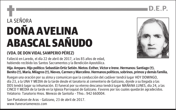 DOÑA AVELINA ABASCAL SAÑUDO