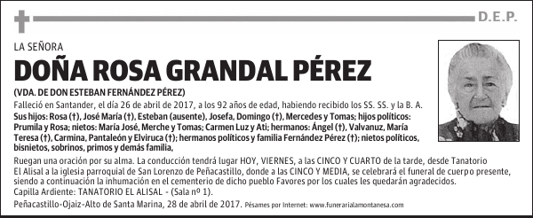 DOÑA ROSA GRANDAL PÉREZ