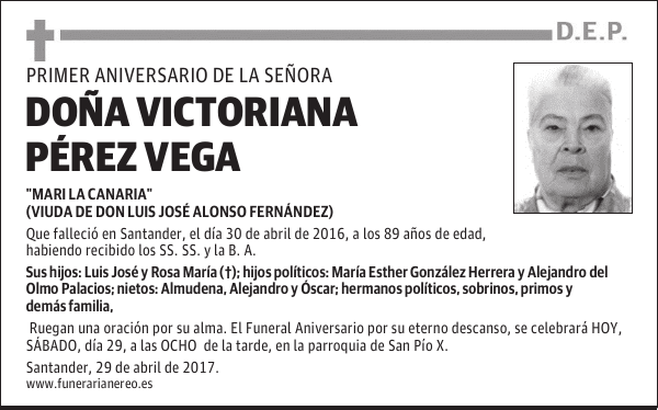 DOÑA VICTORIANA PÉREZ VEGA