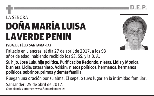 DOÑA MARÍA LUISA LAVERDE PENIN