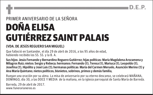 DOÑA ELISA GUTIÉRREZ SAINT PALAIS