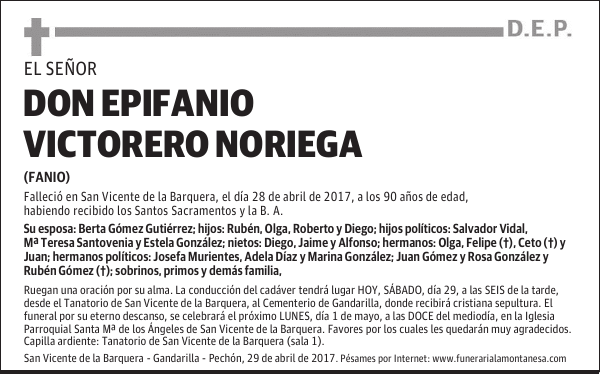 D. EPIFANIO VICTORERO NORIEGA