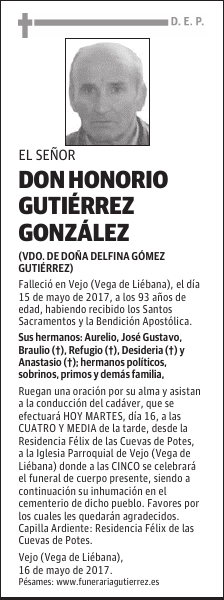 DON HONORIO GUTIÉRREZ GONZÁLEZ