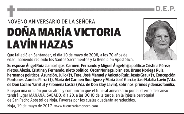 Doña María Victoria Lavín Hazas