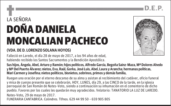 Dña. DANIELA MONCALIAN PACHECO