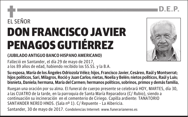 DON FRANCISCO JAVIER PENAGOS GUTIERREZ