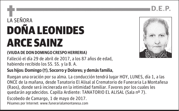 DOÑA LEONIDES ARCE SAINZ