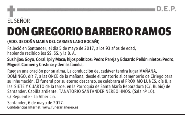 DON GREGORIO BARBERO RAMOS