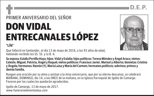 DON VIDAL ENTRECANALES LÓPEZ