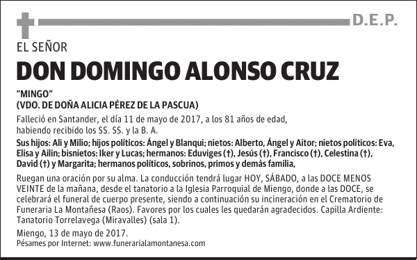 DON DOMINGO ALONSO CRUZ