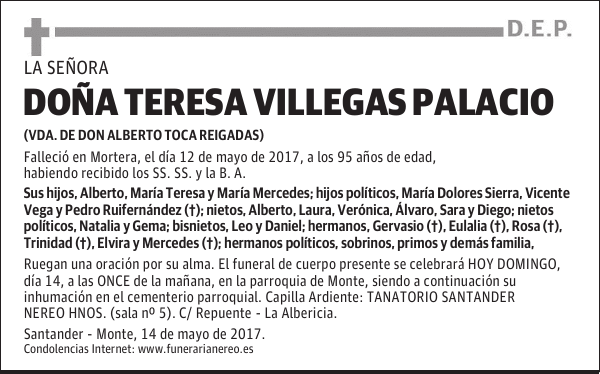 DOÑA TERESA VILLEGAS PALACIO