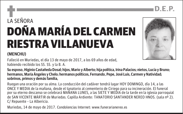 DOÑA MARÍA DEL CARMEN RIESTRA VILLANUEVA