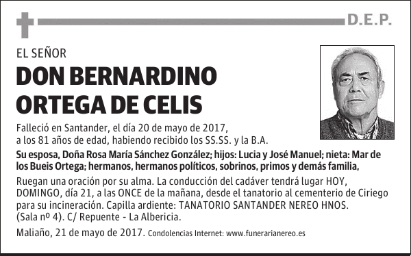 DON BERNARDINO ORTEGA DE CELIS