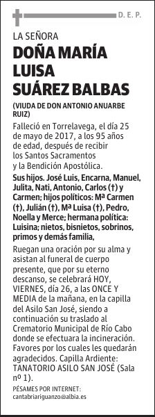 DOÑA MARIA LUISA SUAREZ BALBAS